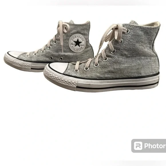 Converse Glitter Custom Chuck Taylor All Star By You high top silver size 7 - Picture 8 of 10